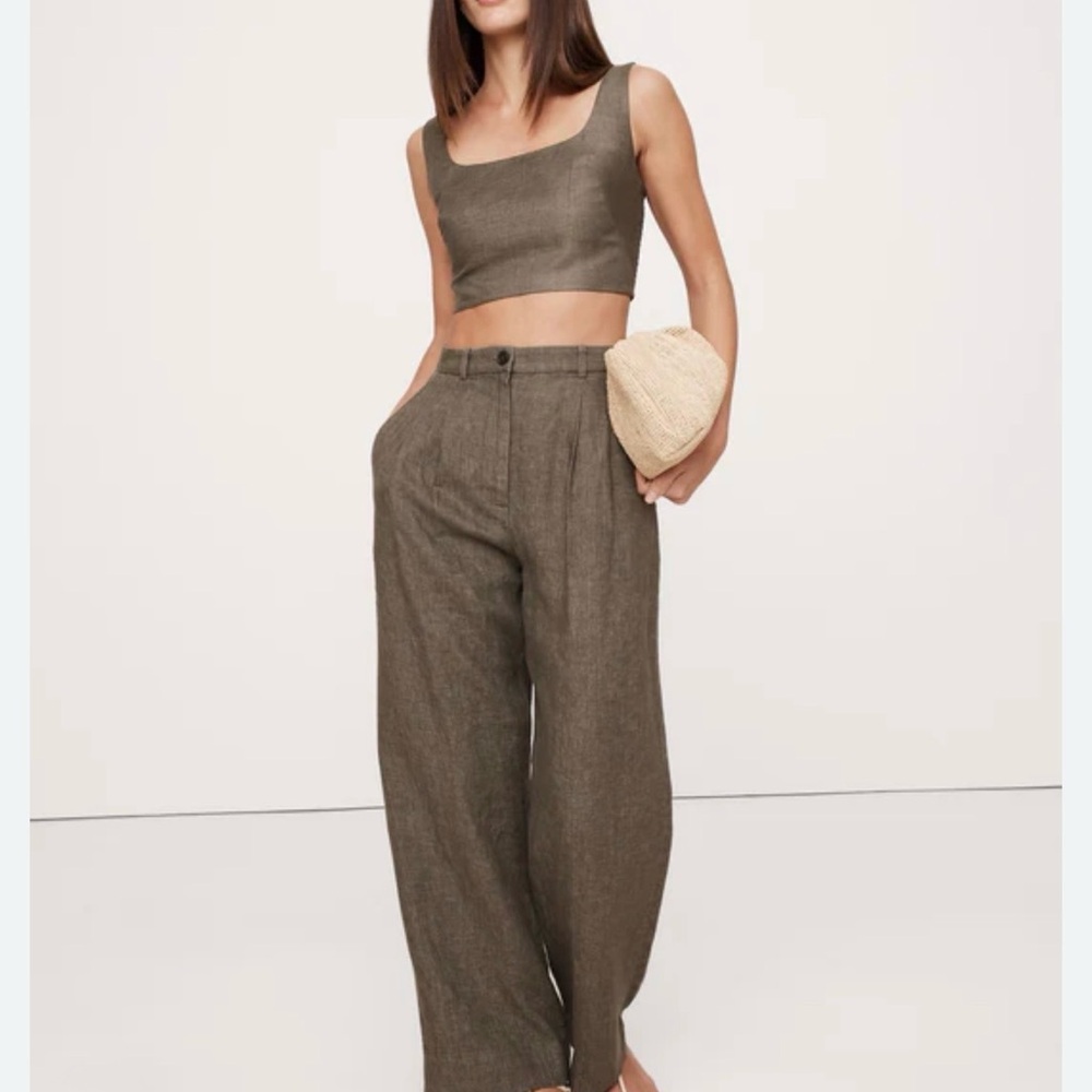 Banana Republic Soho High Rise Wide Leg Linen Pant